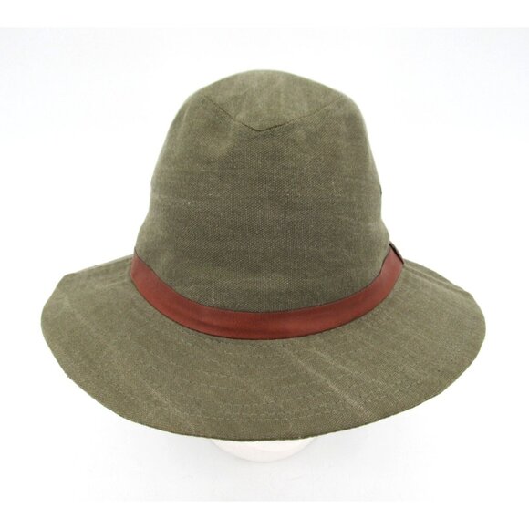 Vintage Broner Safari Hat Mens Medium Olive Canvas Fedora Made in USA 80s 90s - Picture 3 of 13